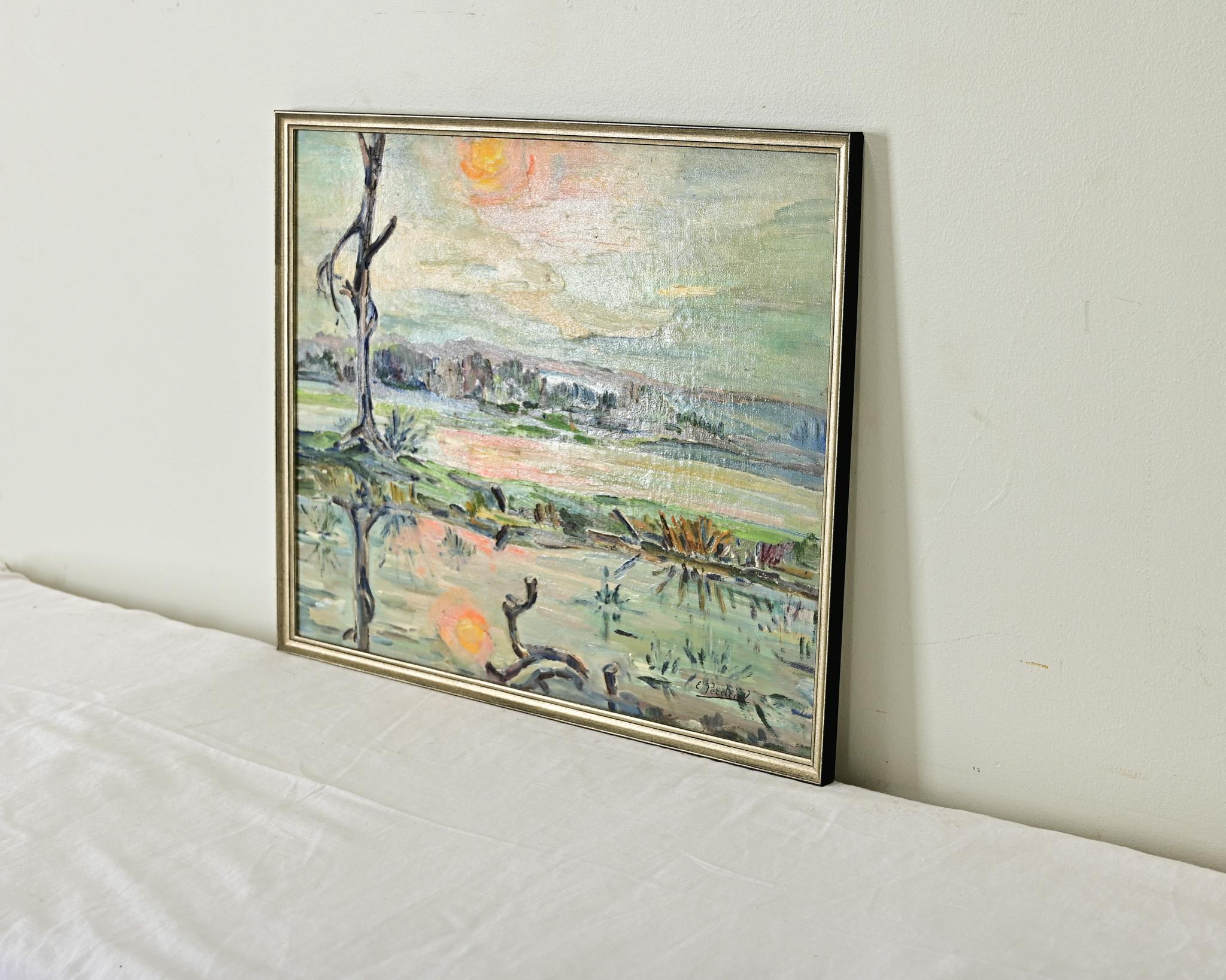 Französisch Vintage gerahmt Öl auf Panel Küstenszene (Geölt) im Angebot