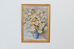 Französisch Vintage By gerahmte Ölgemälde von Gänseblümchen