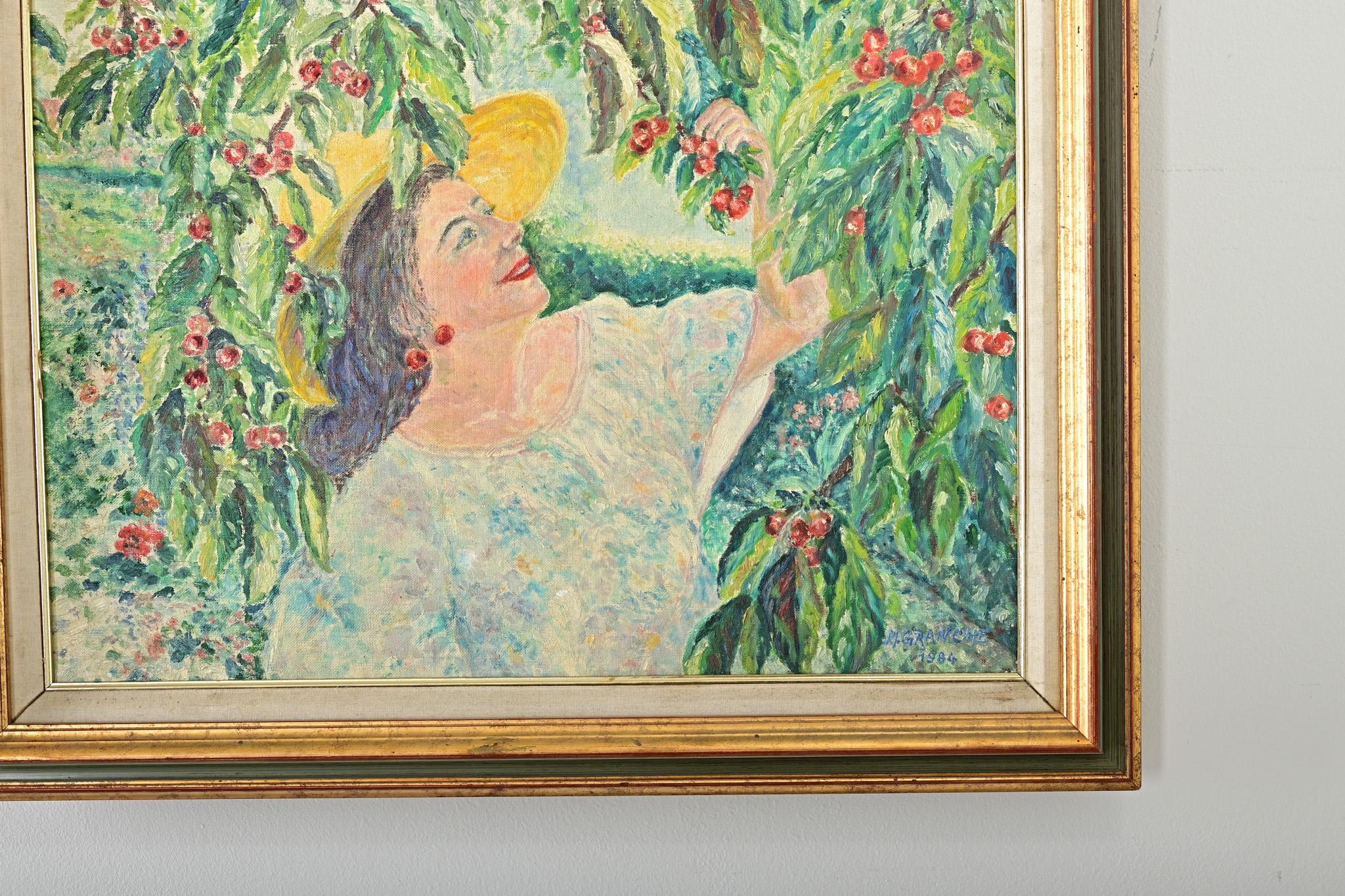 Französisch Vintage Gerahmte Ölgemälde Porträt (Moderne) im Angebot