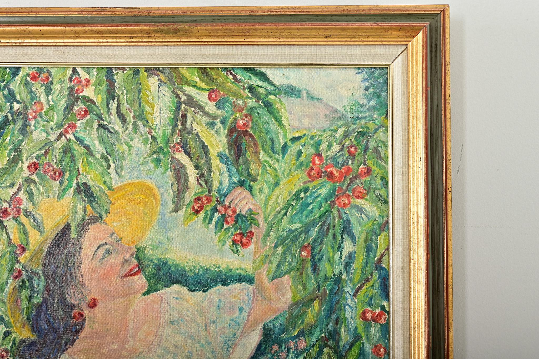 Französisch Vintage Gerahmte Ölgemälde Porträt im Angebot 1
