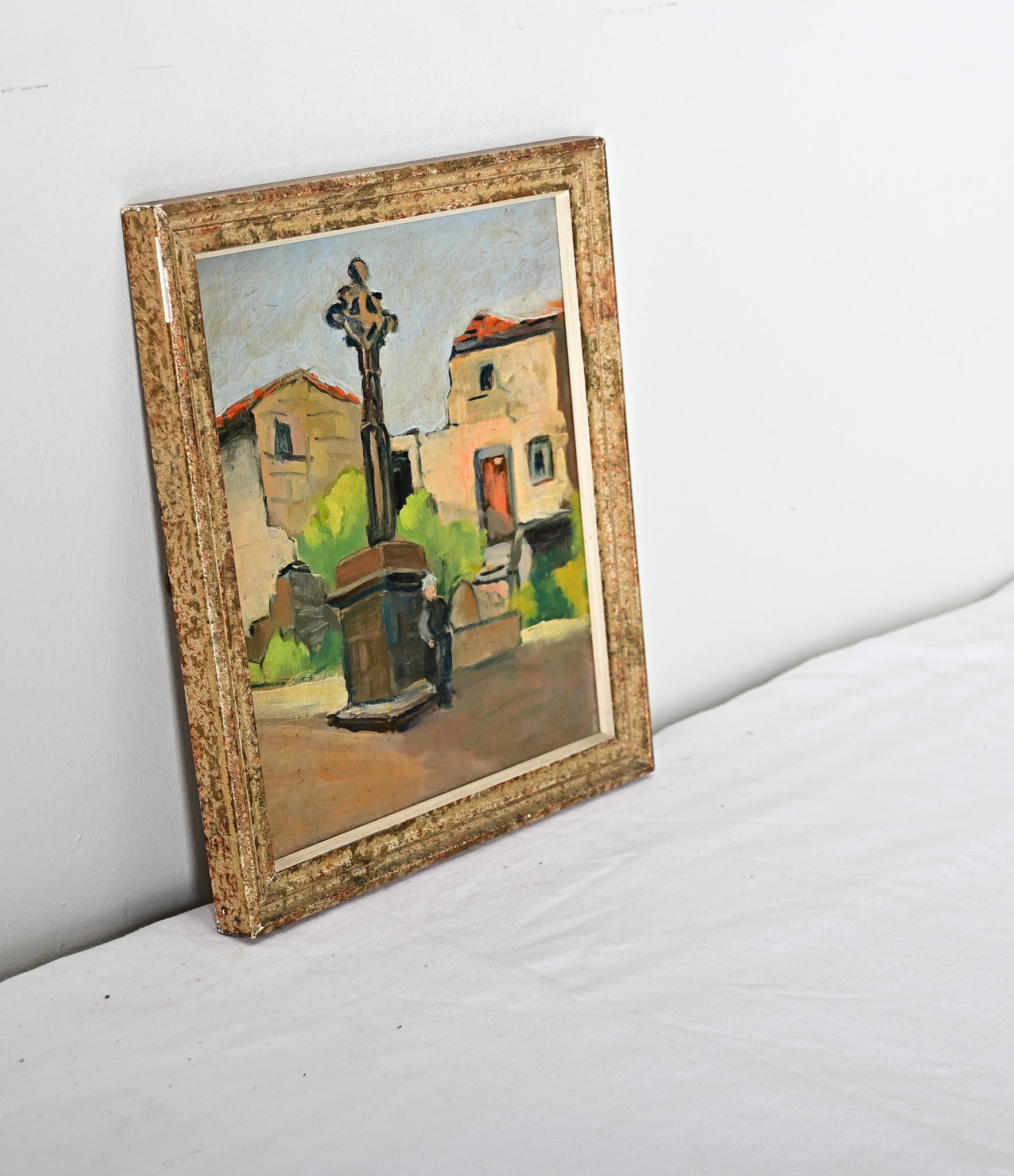 XX secolo Quadro francese d'epoca con cornice raffigurante una croce in vendita