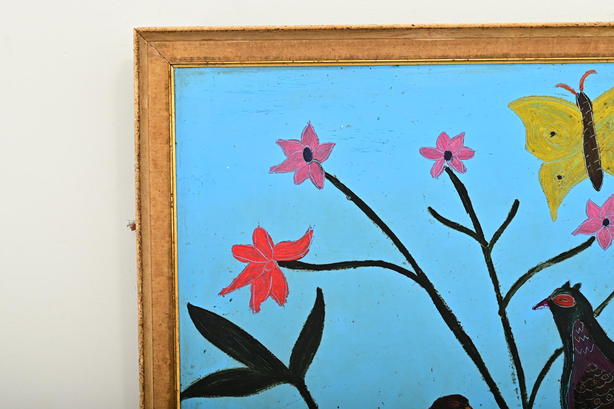 Französisch Vintage gerahmt Gemälde von Fasanen im Zustand „Gut“ im Angebot in Baton Rouge, LA