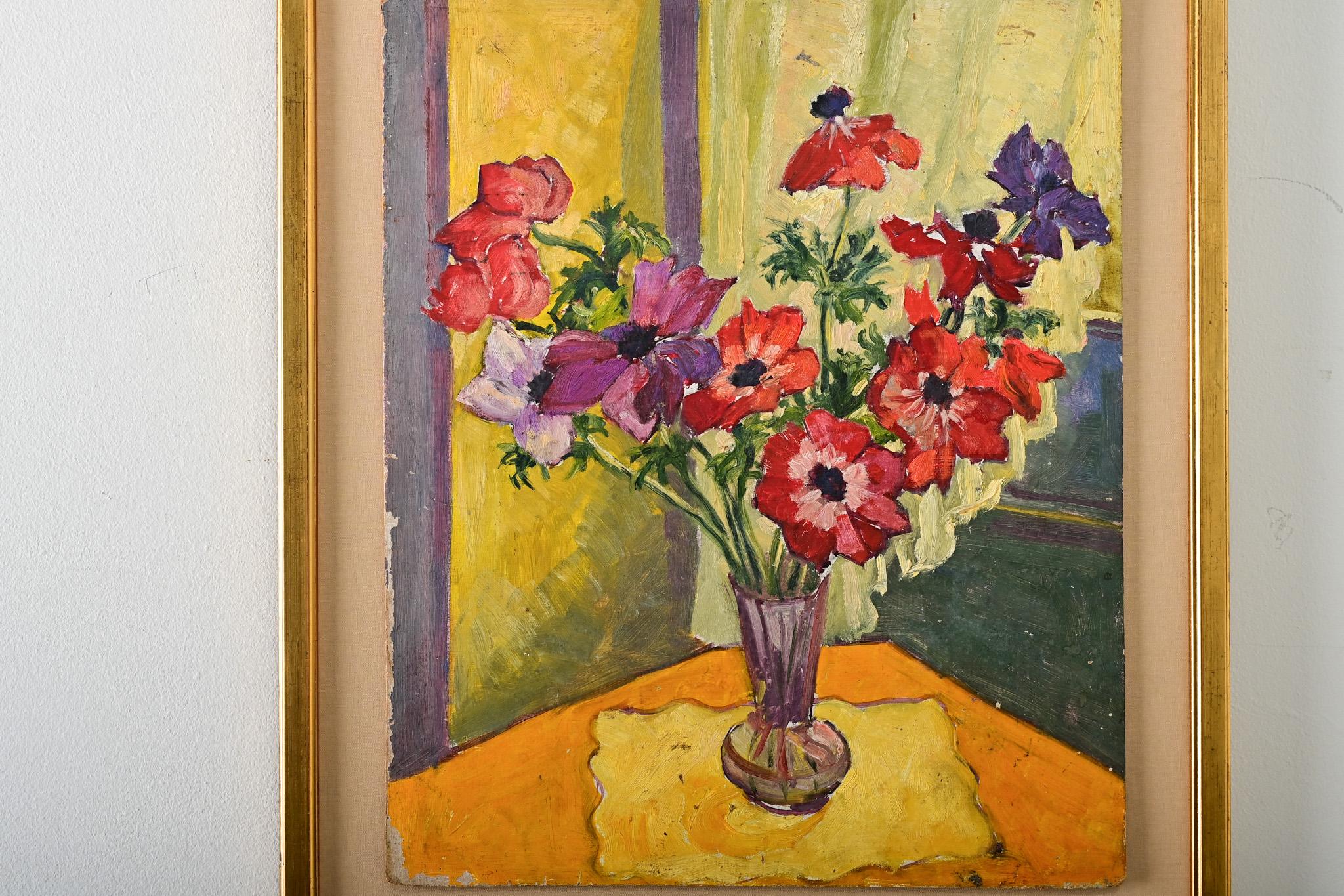 Französisch Vintage By gerahmte Gemälde von Mohnblumen im Zustand „Gut“ im Angebot in Baton Rouge, LA