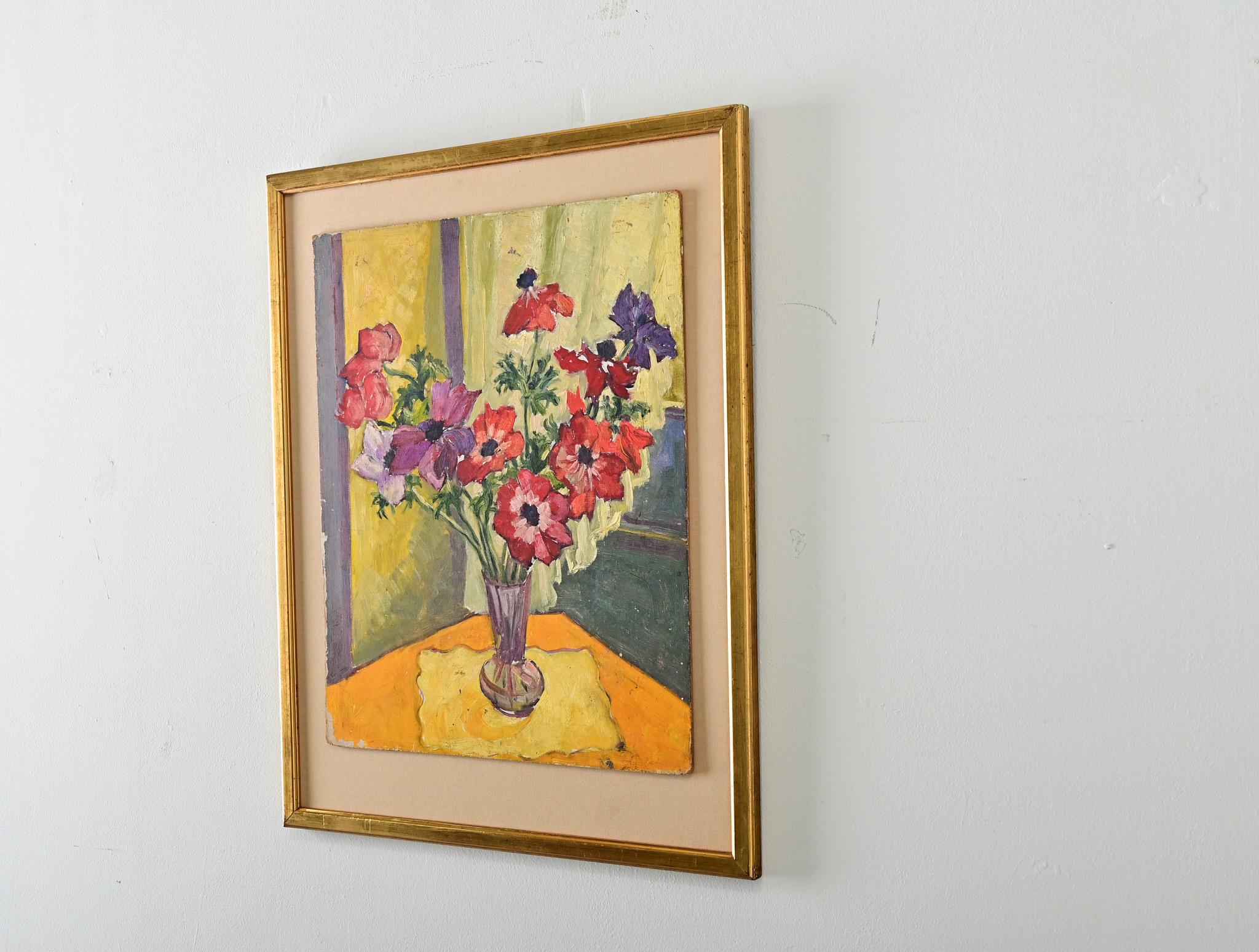 Französisch Vintage By gerahmte Gemälde von Mohnblumen im Angebot 1