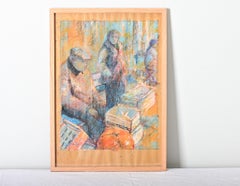 Disegno a pastello francese vintage incorniciato