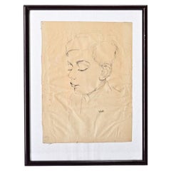 Französisch Vintage By gerahmt Pen Skizze auf Papier