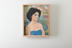 Französisches Vintage-Porträt, handgemalt auf Leinwand, moderner Stil, signiert