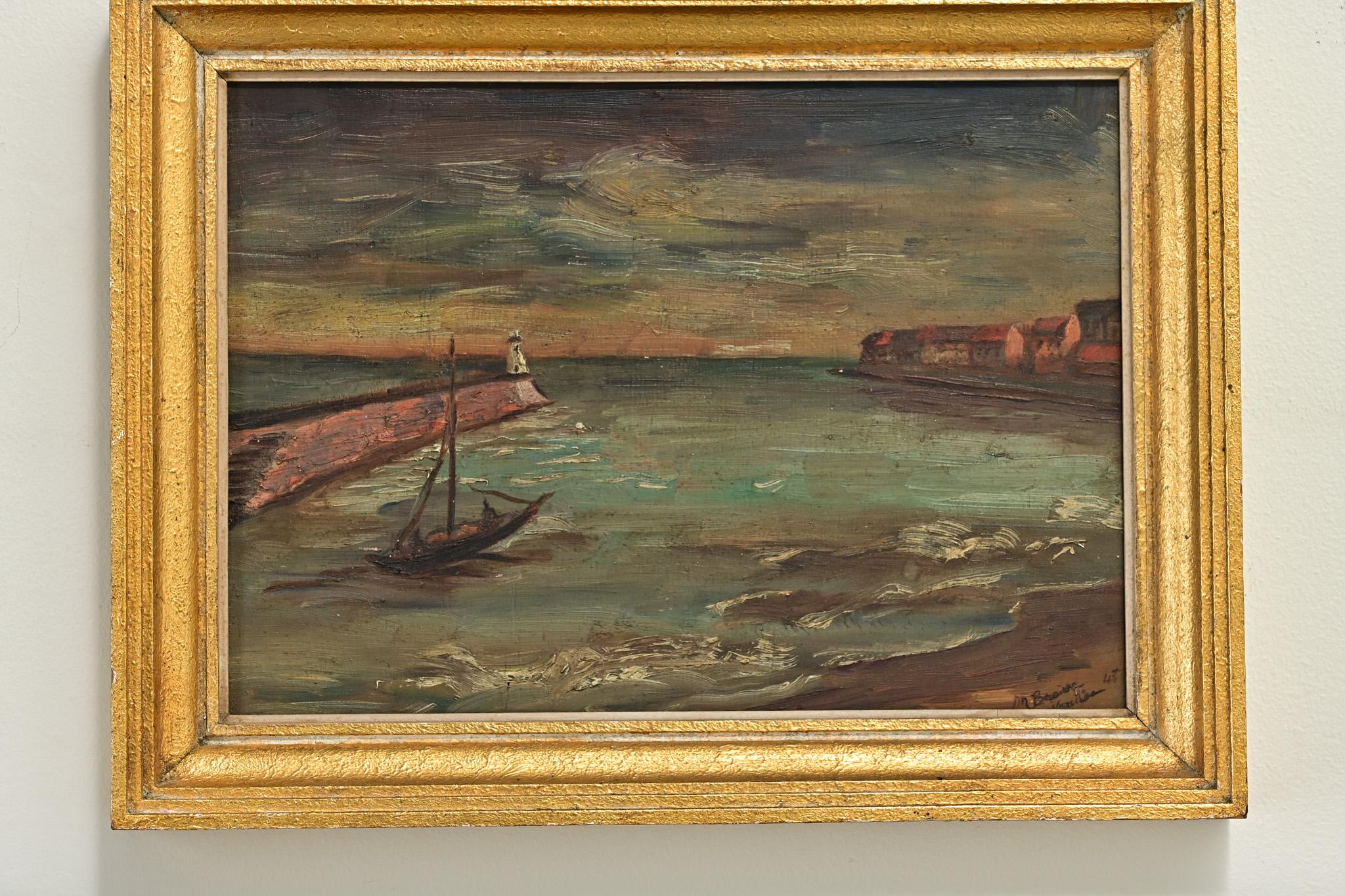 Gilt French Vintage Framed Seascape Painting