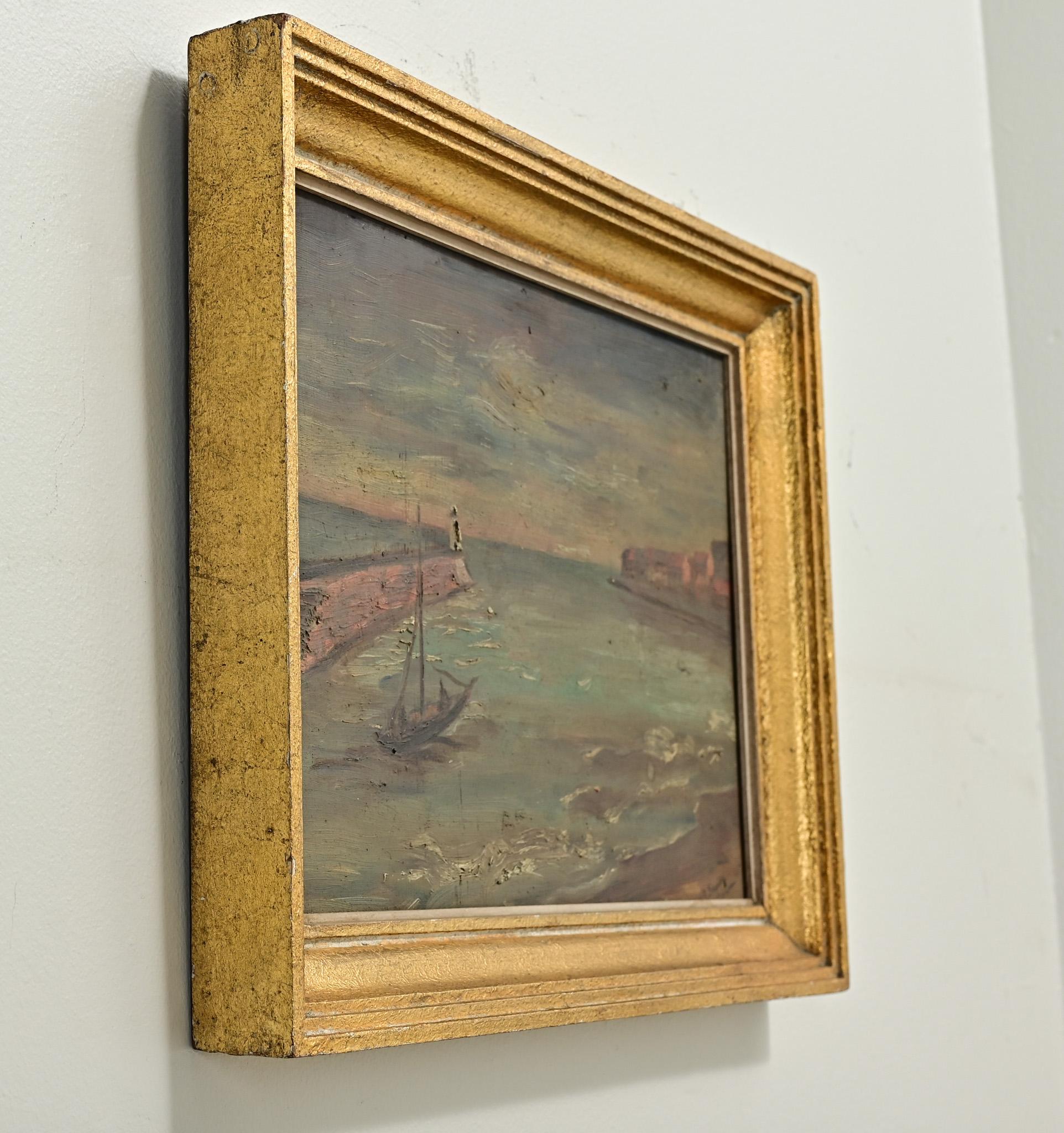 20th Century French Vintage Framed Seascape Painting