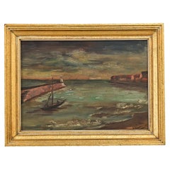 French Vintage Framed Seascape Painting