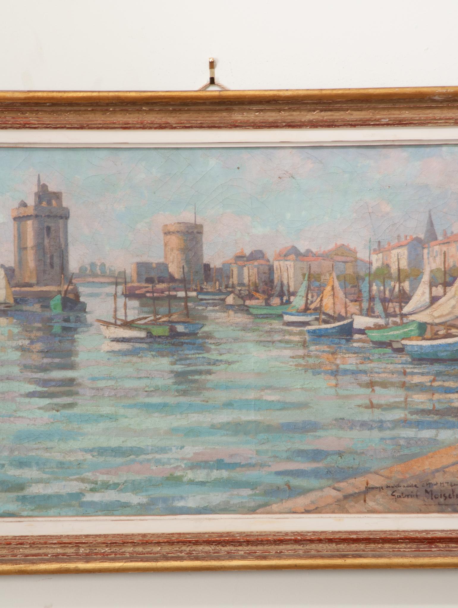 20th Century French Vintage Framed Seaside Oil Painting For Sale