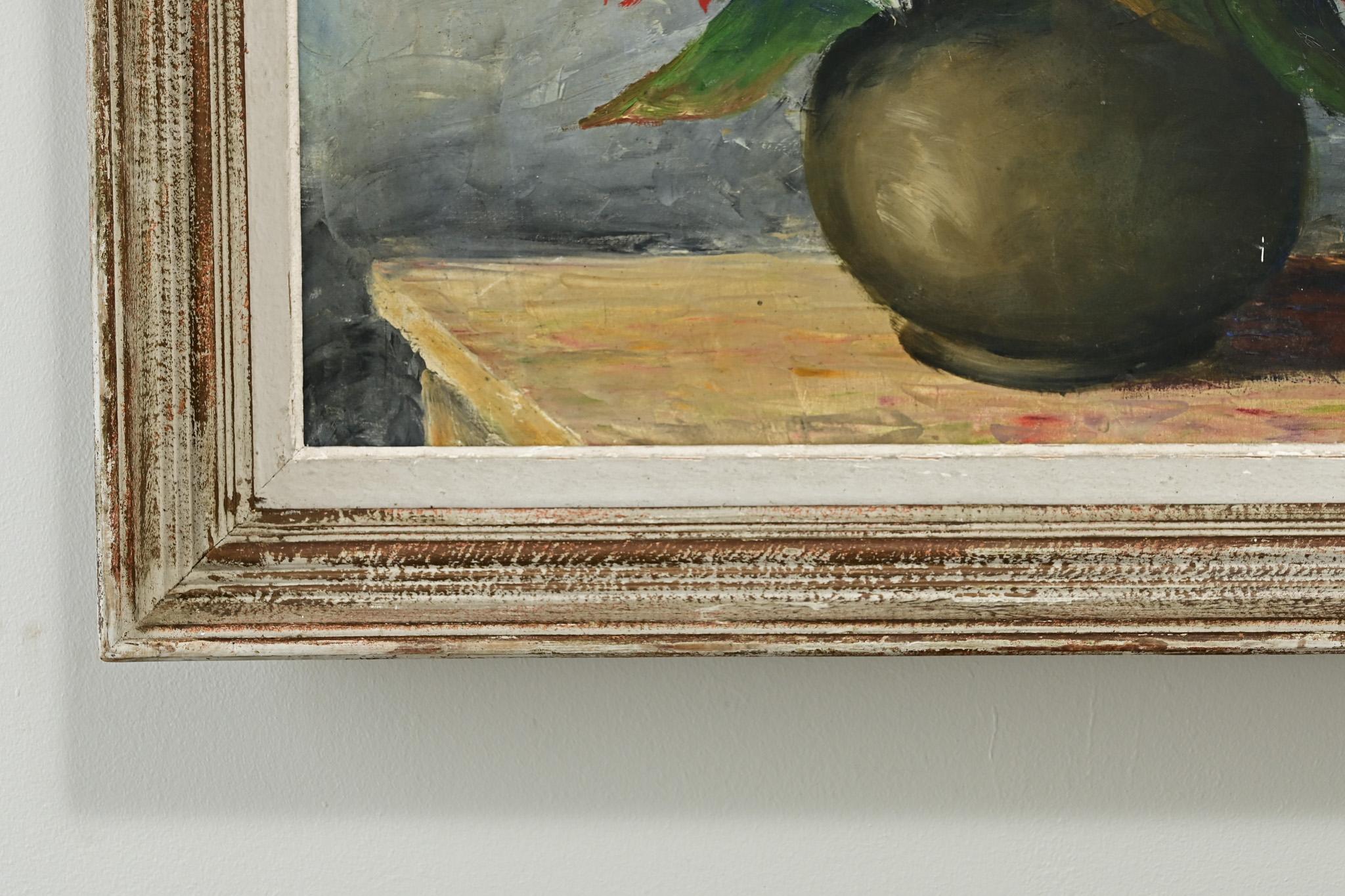 Canvas French Vintage Framed Still Life For Sale