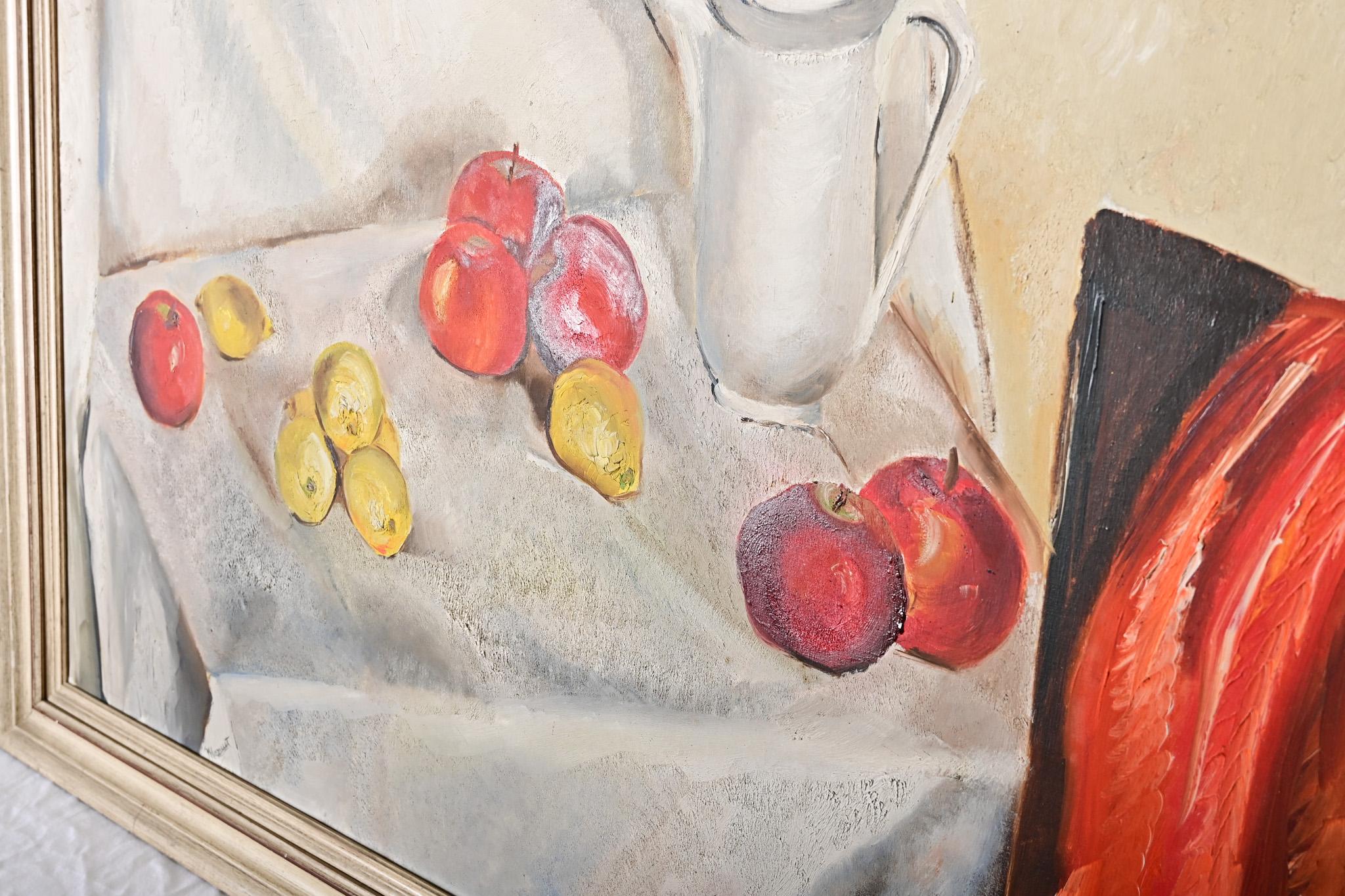 Französisch Vintage gerahmt Stillleben Gemälde im Angebot 3