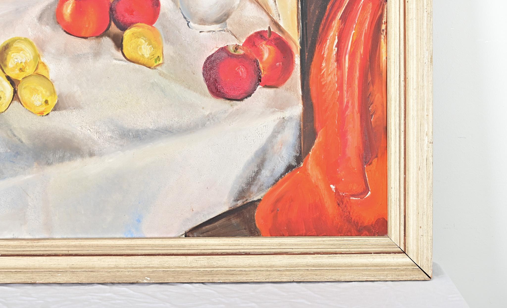 Französisch Vintage gerahmt Stillleben Gemälde im Zustand „Gut“ im Angebot in Baton Rouge, LA