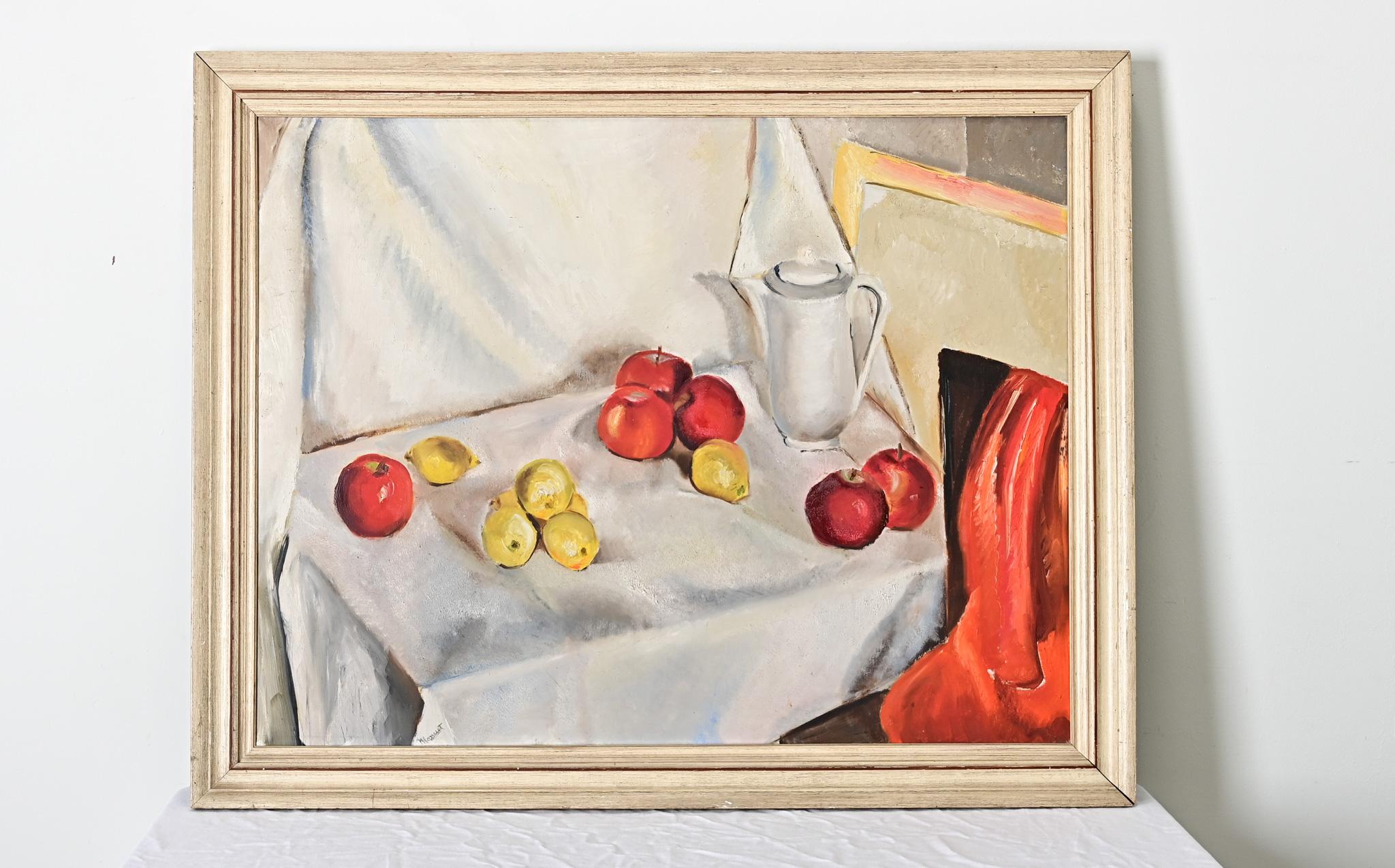 Französisch Vintage gerahmt Stillleben Gemälde (20. Jahrhundert) im Angebot