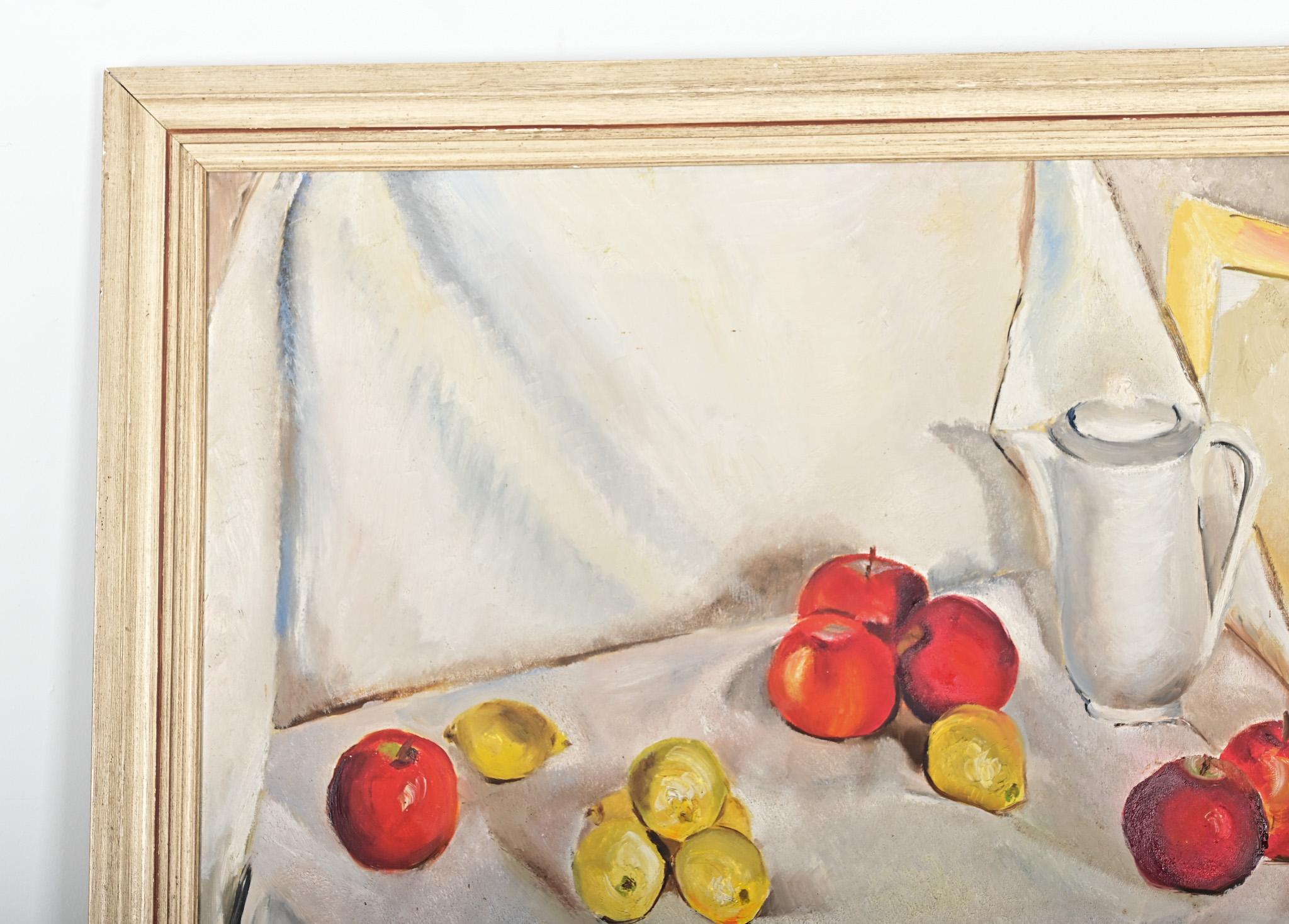 Französisch Vintage gerahmt Stillleben Gemälde (Leinwand) im Angebot