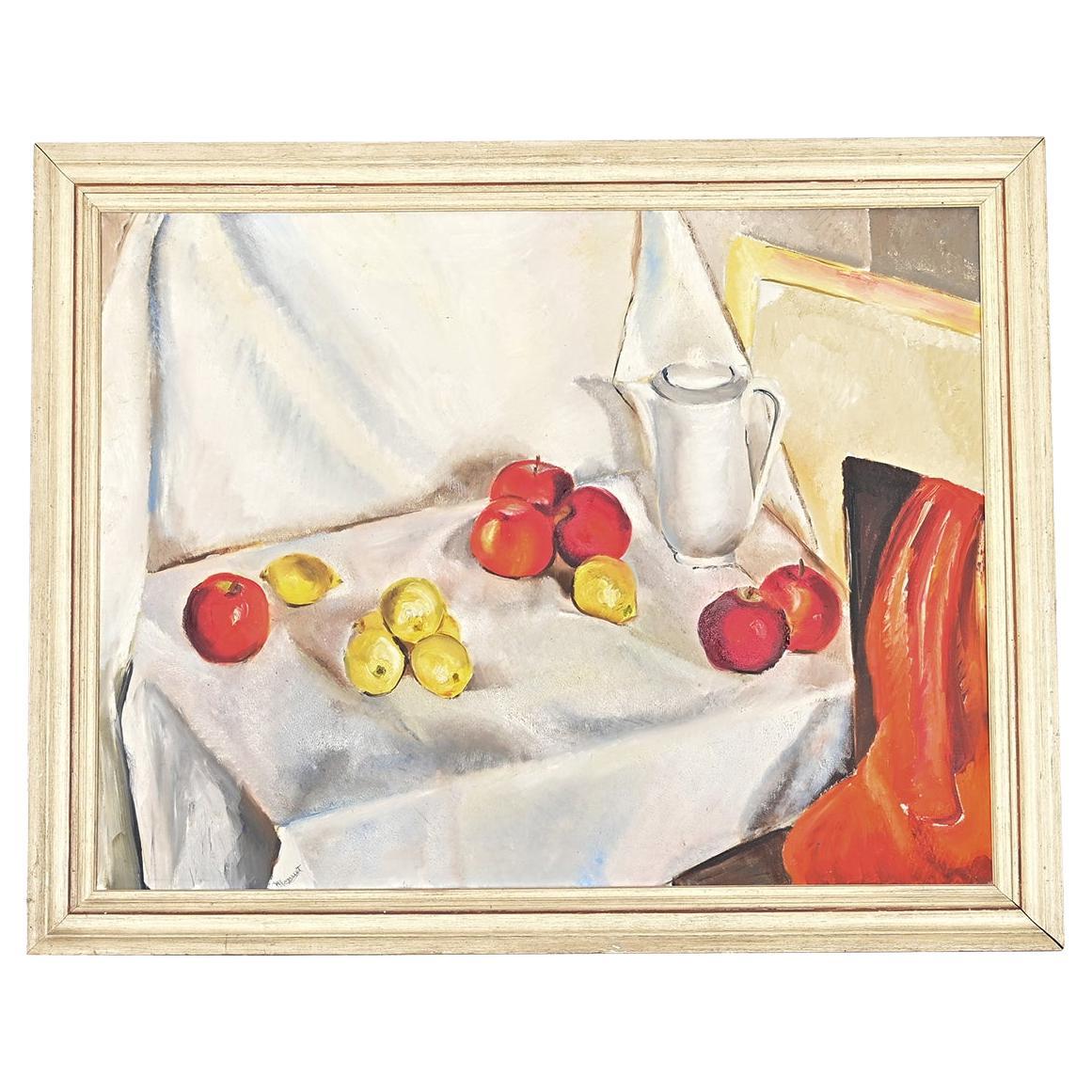 Nature morte encadrée vintage français