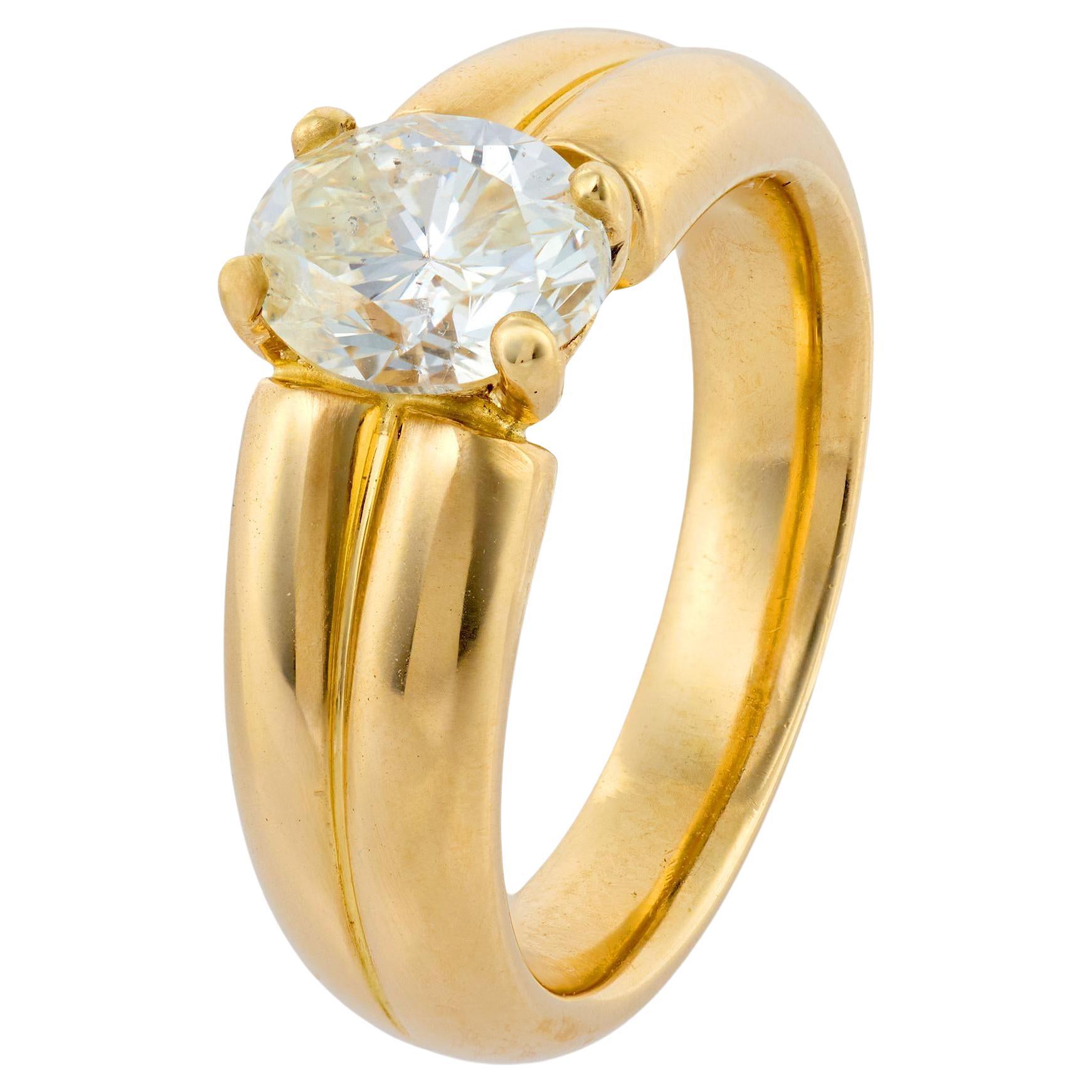 French vintage GIA 1.53 carat oval diamond engagement ring im Angebot