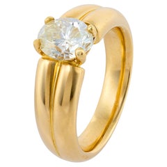 French vintage GIA 1.53 carat oval diamond engagement ring