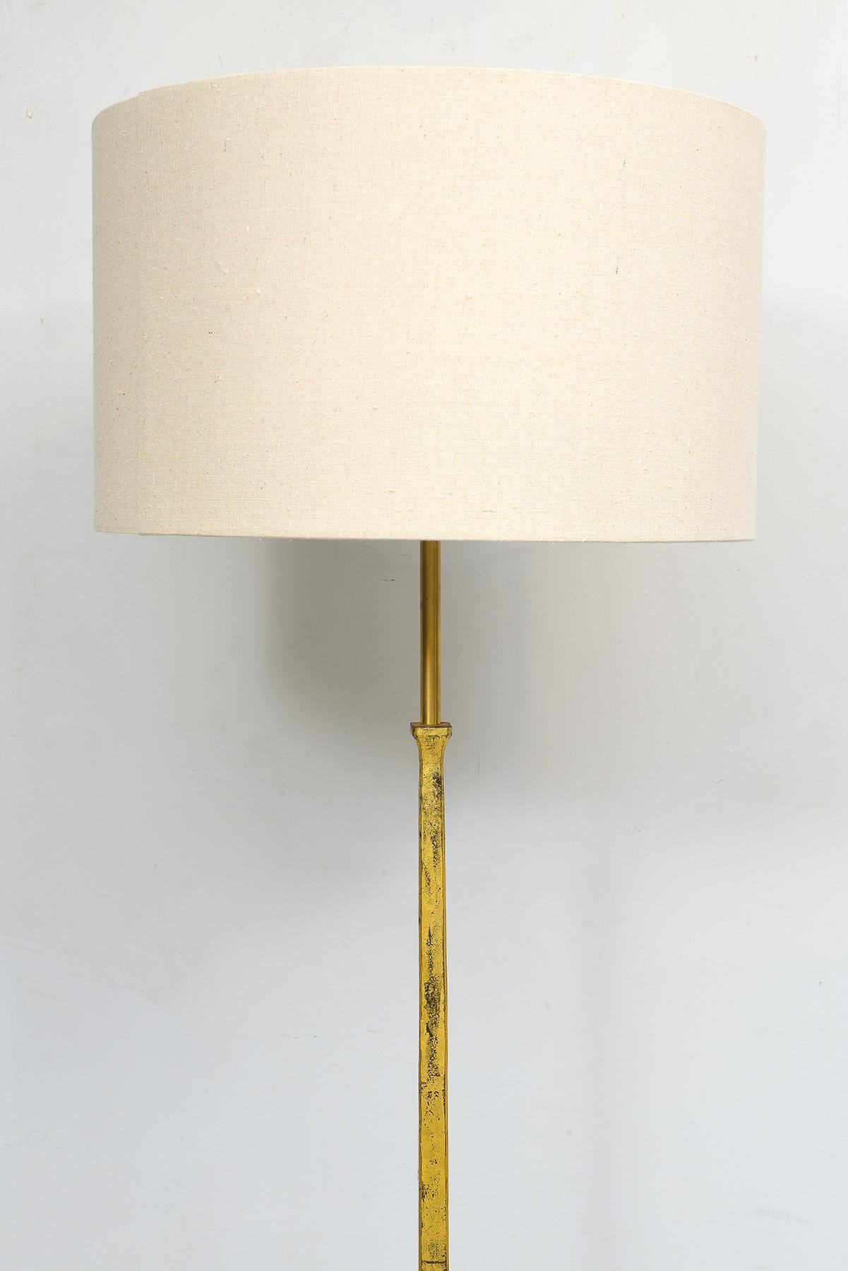 Mid-Century Modern French Vintage Gilt-Iron Floor Lamp For Sale