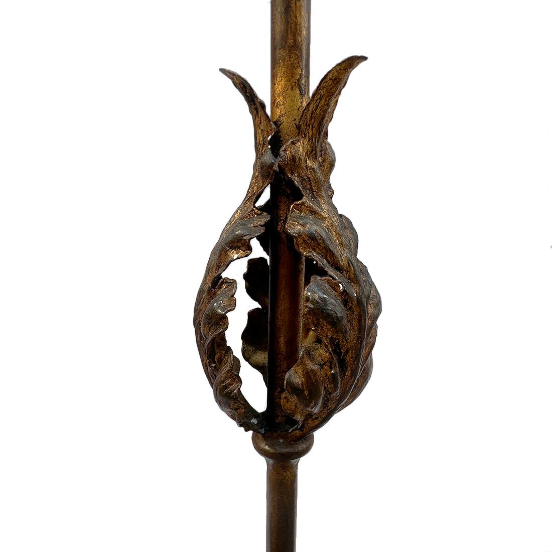 Mid-20th Century French vintage Gilt Iron Floor Lamp For Sale