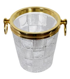French Vintage Gilt Metal and Crystal Champagne Bucket