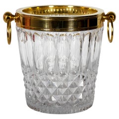 French Vintage Gilt Metal and Crystal Champagne Bucket