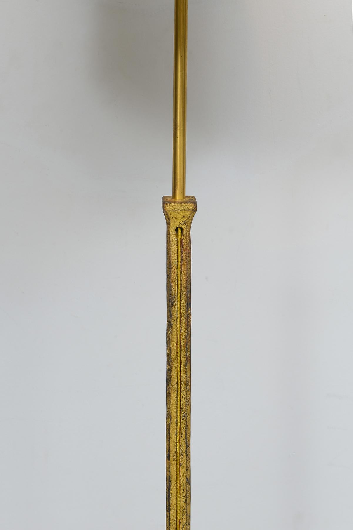 20th Century French Vintage Gilt Wrought Iron Floor Lamp For Sale