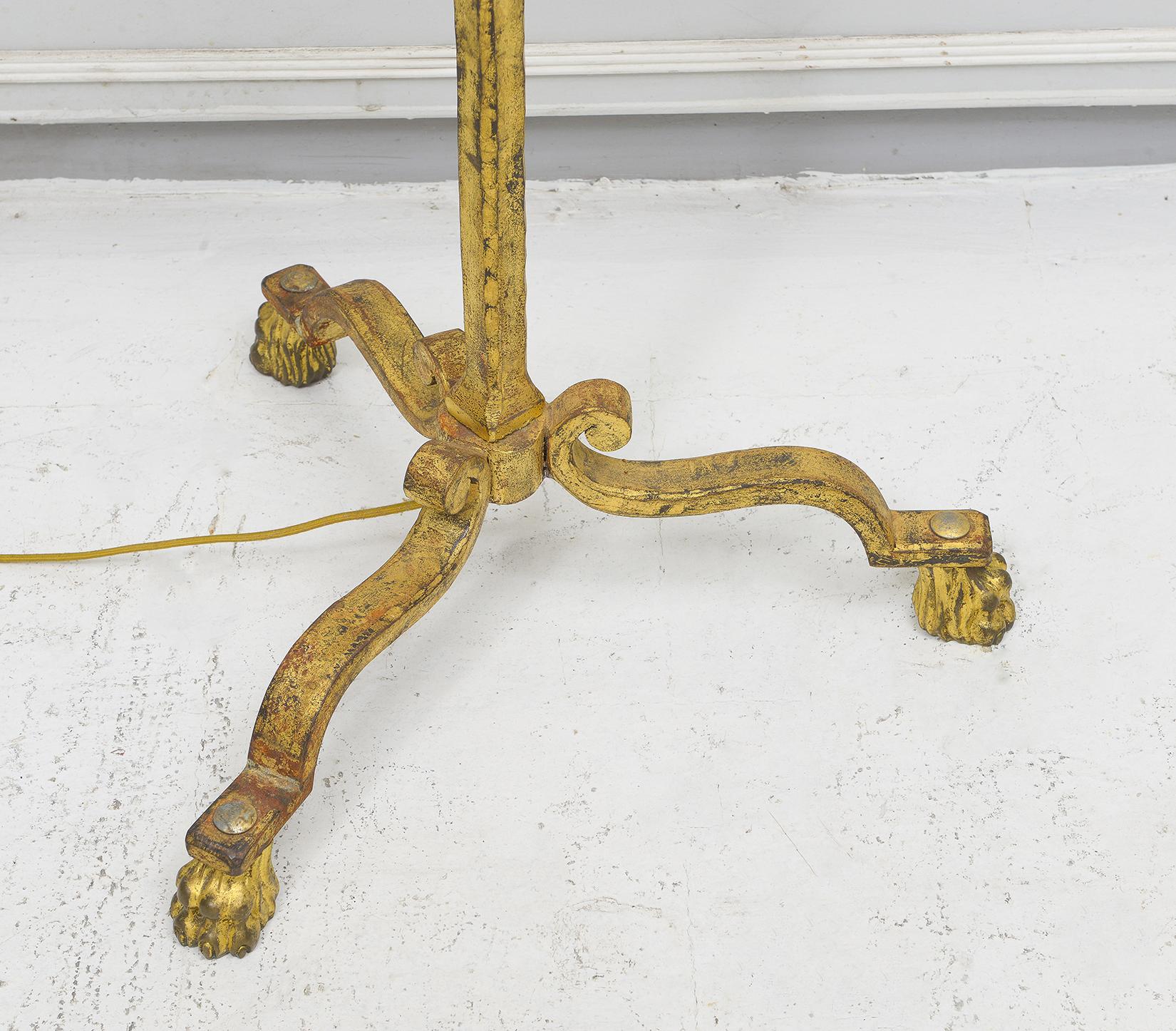 French Vintage Gilt Wrought Iron Floor Lamp For Sale 2