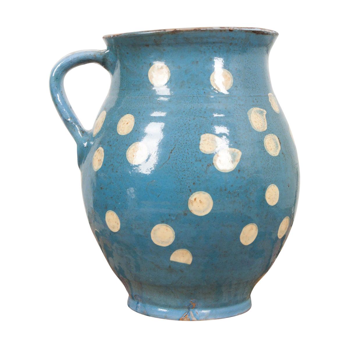 French Vintage Glazed Polka-Dot Pitcher