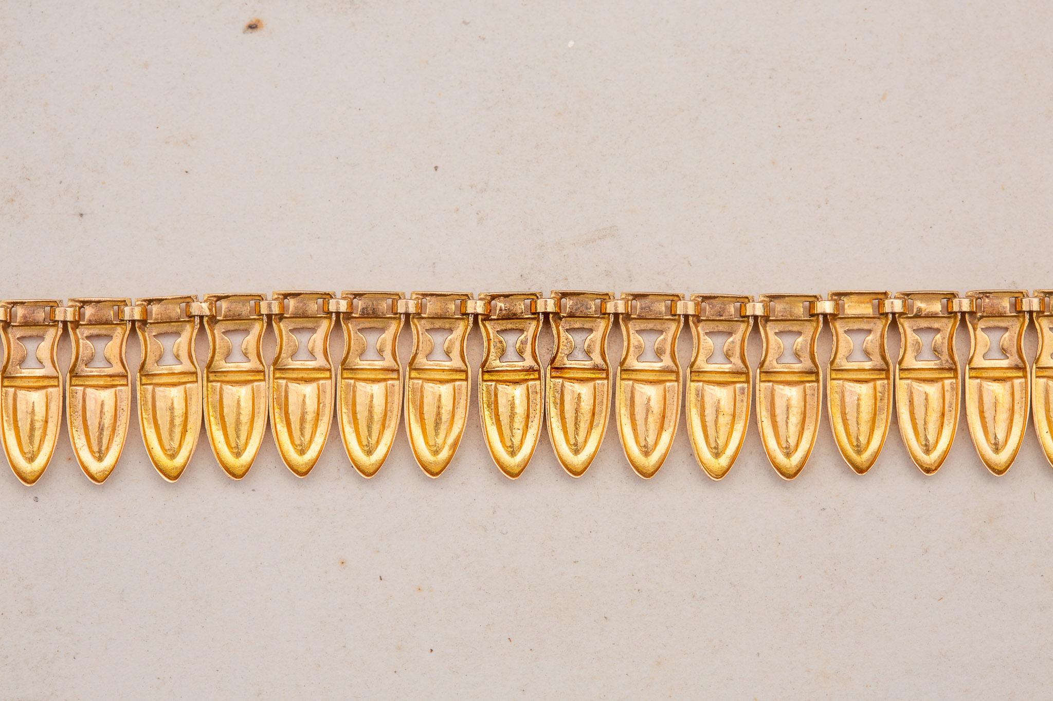 French Vintage Gold Amphora Fringe Necklace Archaeological Revival Etruscan For Sale 10