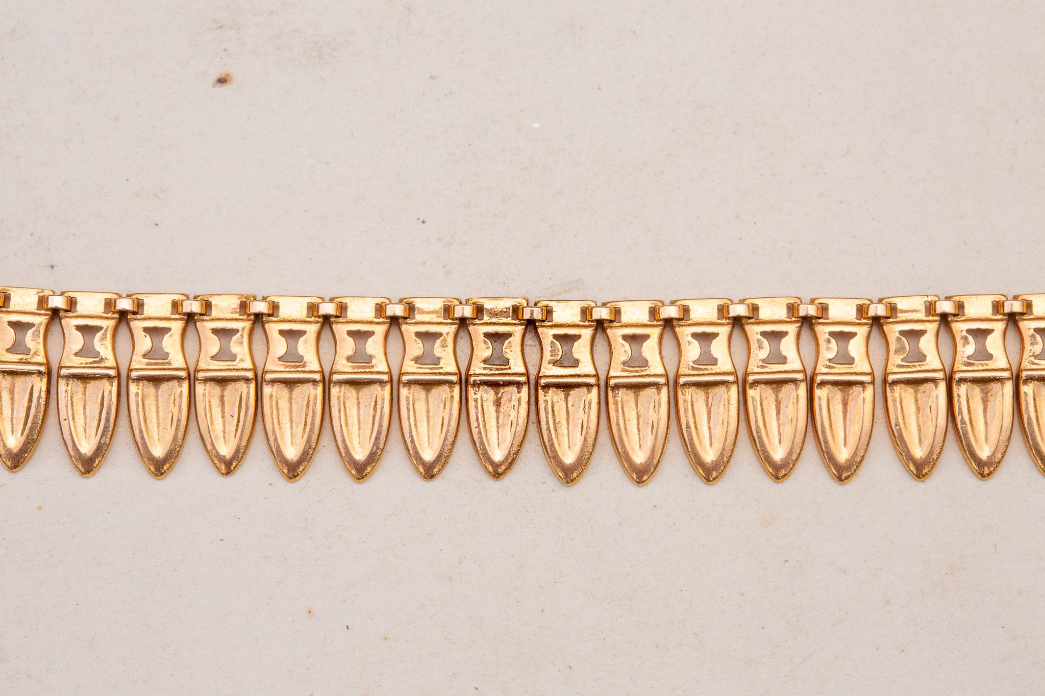 French Vintage Gold Amphora Fringe Necklace Archaeological Revival Etruscan For Sale 11