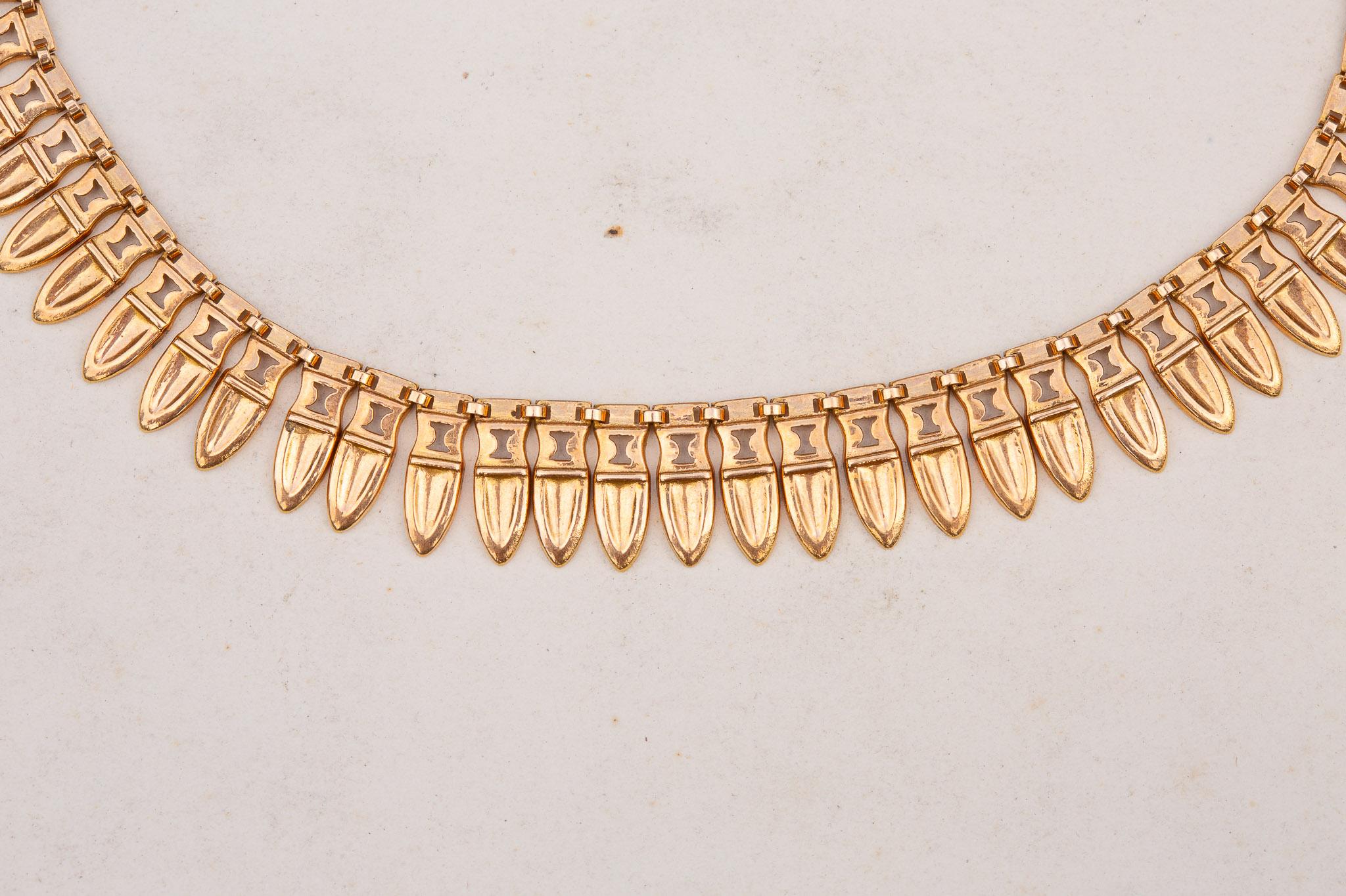 Women's or Men's French Vintage Gold Amphora Fringe Necklace Archaeological Revival Etruscan For Sale