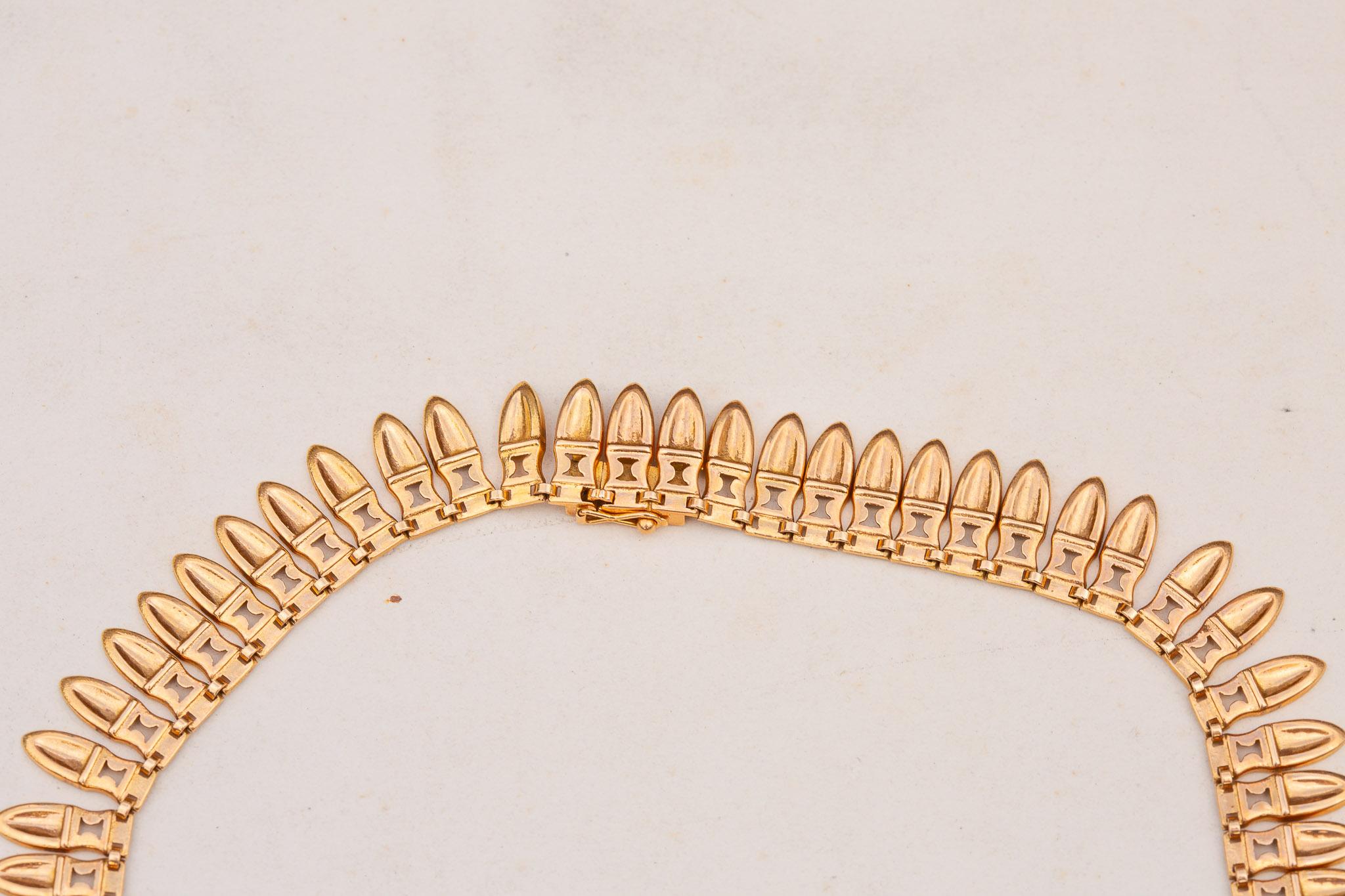 French Vintage Gold Amphora Fringe Necklace Archaeological Revival Etruscan For Sale 1