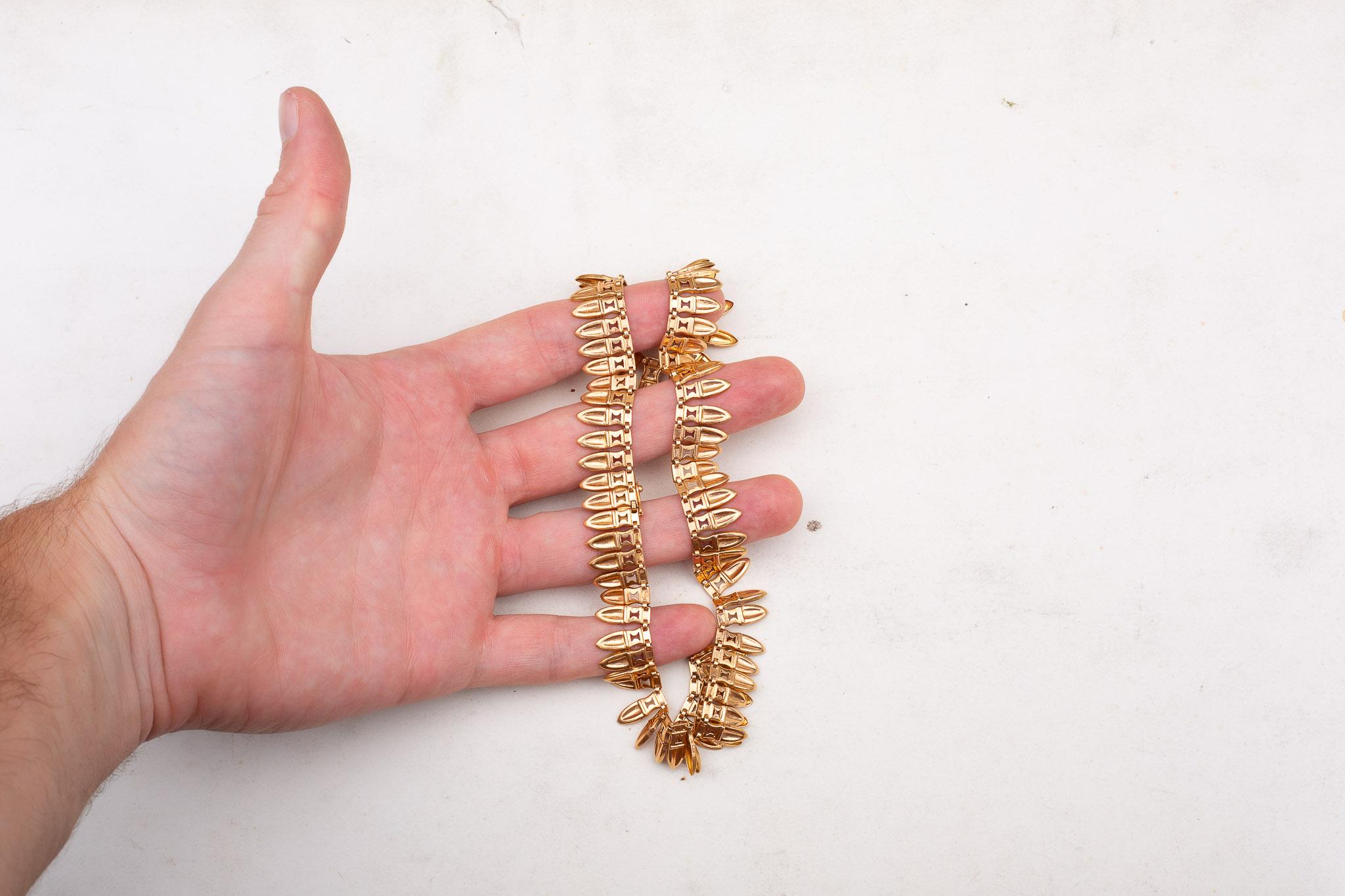 French Vintage Gold Amphora Fringe Necklace Archaeological Revival Etruscan For Sale 3