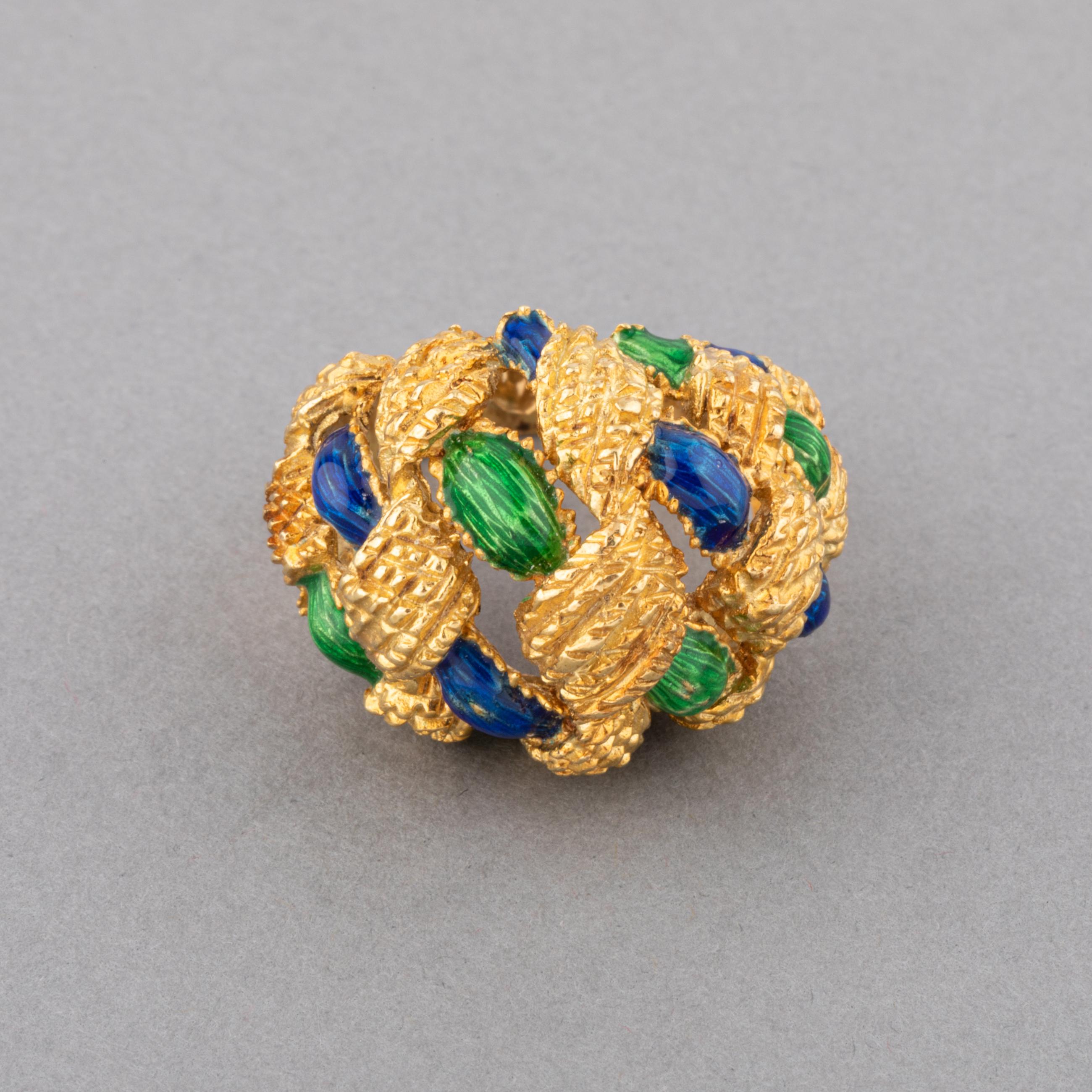 Women's French, Vintage Gold and Enamel Ring For Sale
