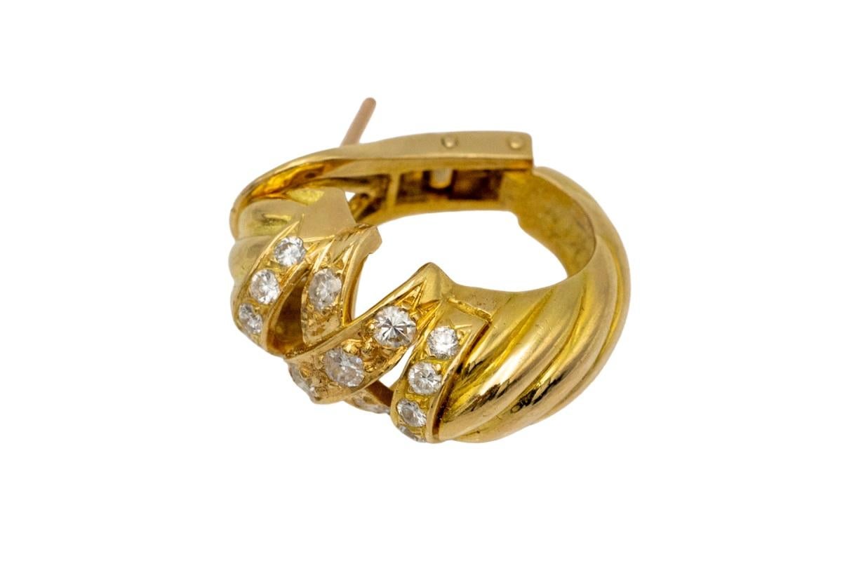 Französische Vintage-Ohrringe aus Gold mit Diamanten, ca. 1960er Jahre. im Zustand „Gut“ im Angebot in Chorzów, PL