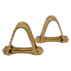 French Vintage Gold Herringbone Breveté SGDG Cufflinks
