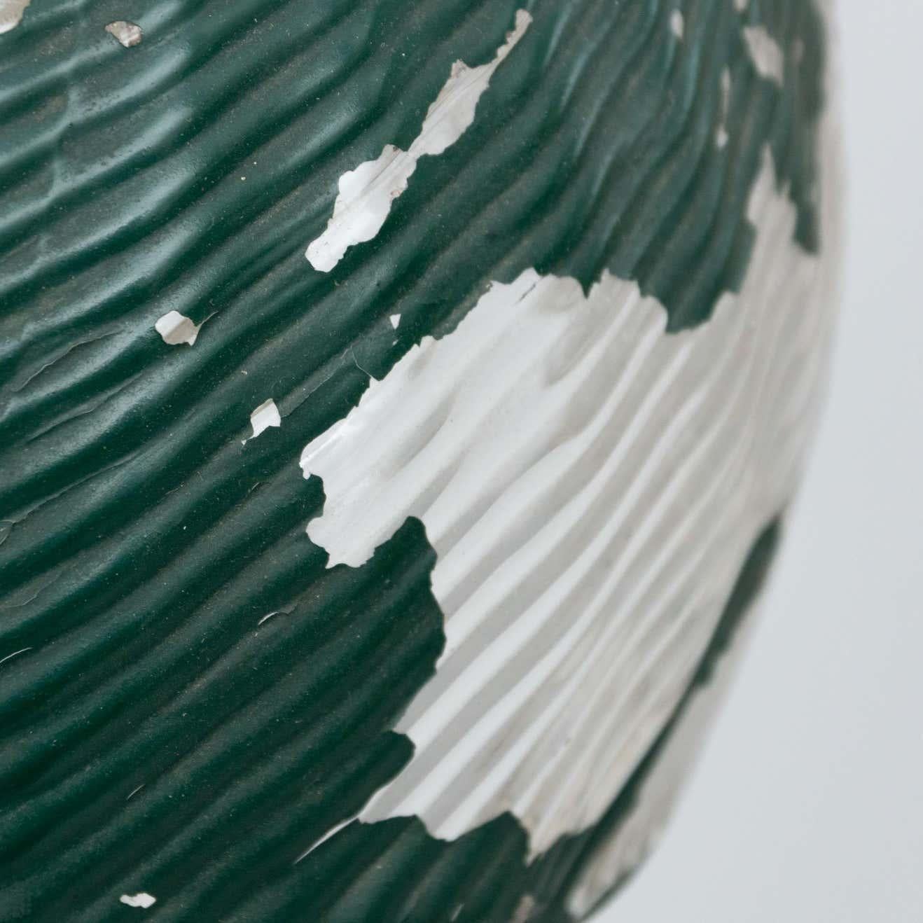 French Vintage Green Glass Ceiling Lamp, circa 1940 For Sale 3