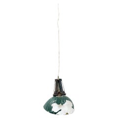 French Vintage Green Glass Ceiling Lamp, circa 1940