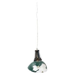 French Vintage Green Glass Ceiling Lamp, circa 1940
