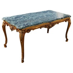 French Vintage green Marble&Bronze Coffee Table-Cocktail Table-Lounge Table 70s