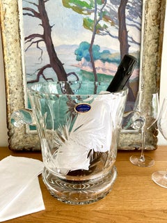 French 1980s Vintage Handmade Cut Crystal Champagne Bucket by Les Grands Ducs