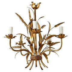 French Vintage Hollywood Regency Wheat Chandelier