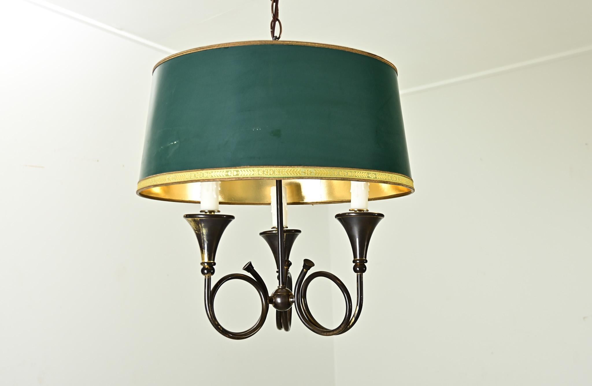 Other French Vintage Horn Bouillote Style Chandelier For Sale
