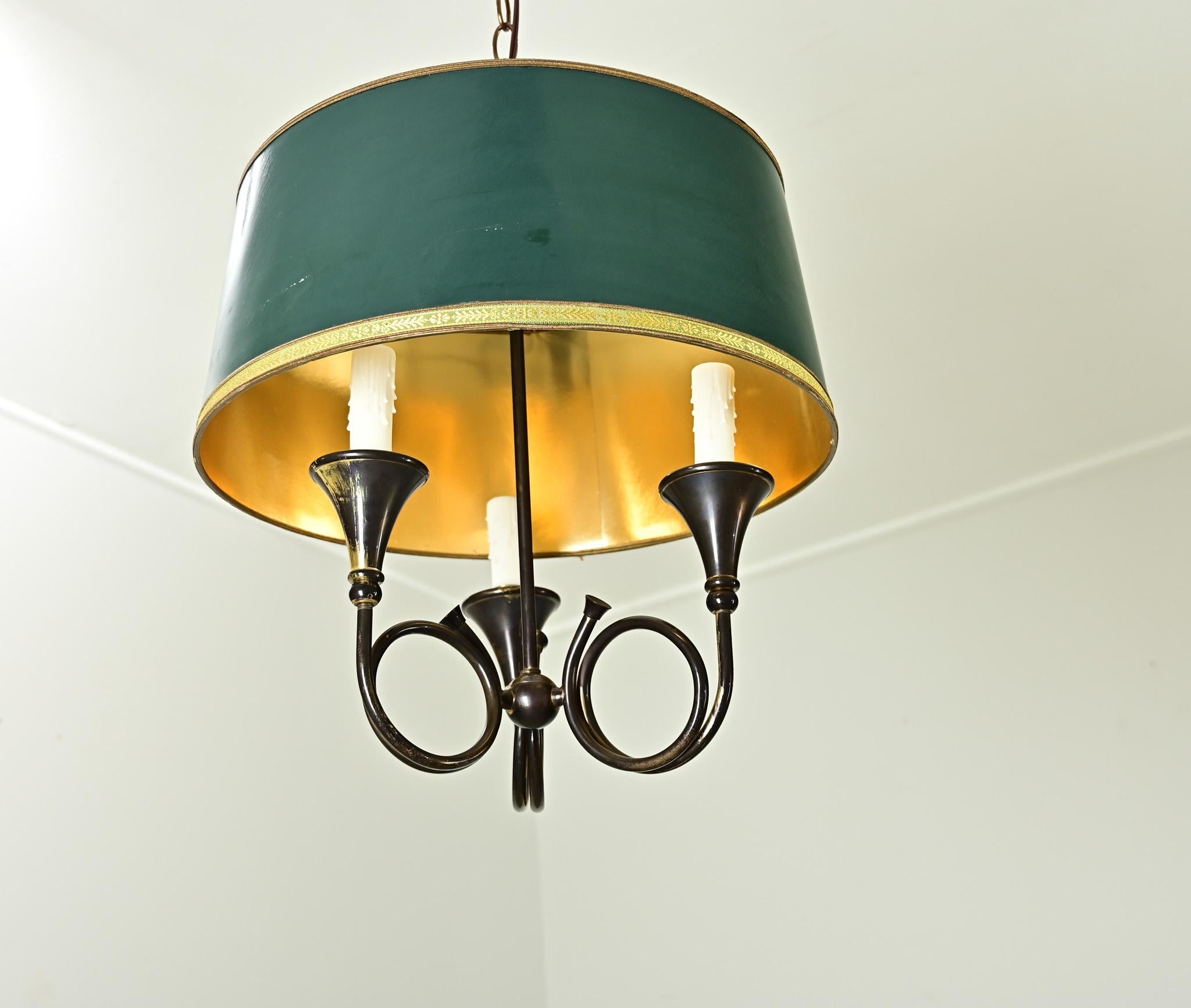 Other French Vintage Horn Bouillote Style Chandelier For Sale