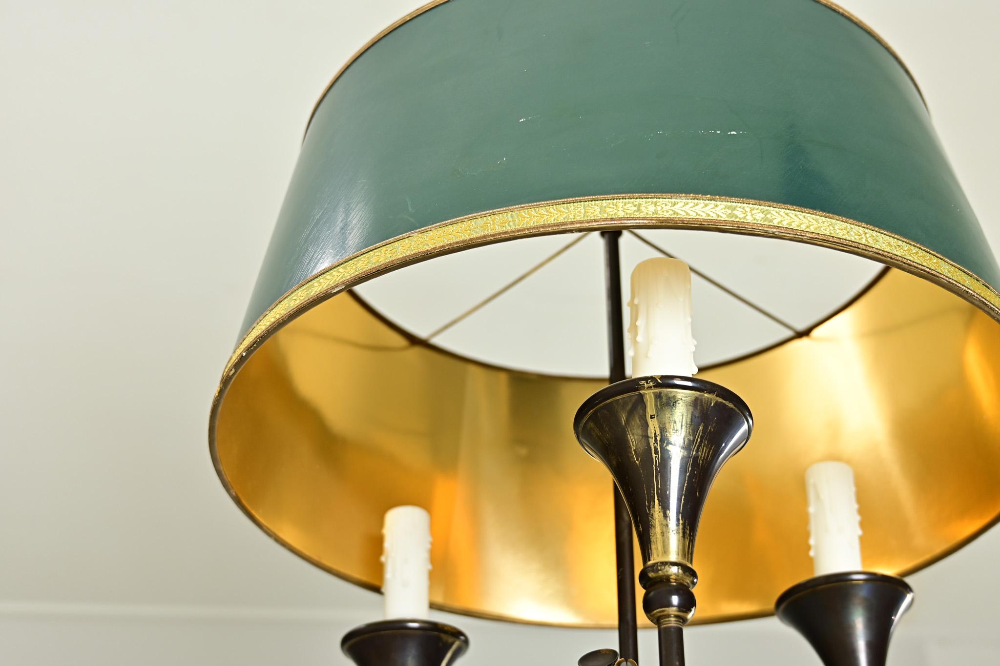 Brass French Vintage Horn Bouillote Style Chandelier For Sale