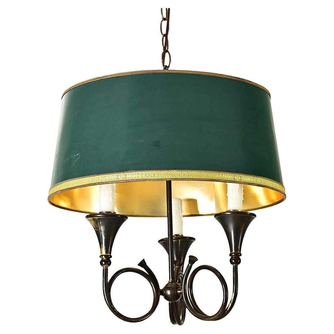 French Vintage Horn Bouillote Style Chandelier For Sale