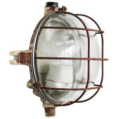 French Vintage Industrial Cast Iron Clear Glass Sconces Wall Lights