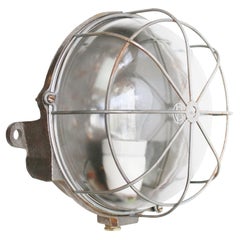 French Vintage Industrial Cast Iron Clear Glass Scone Wall Light